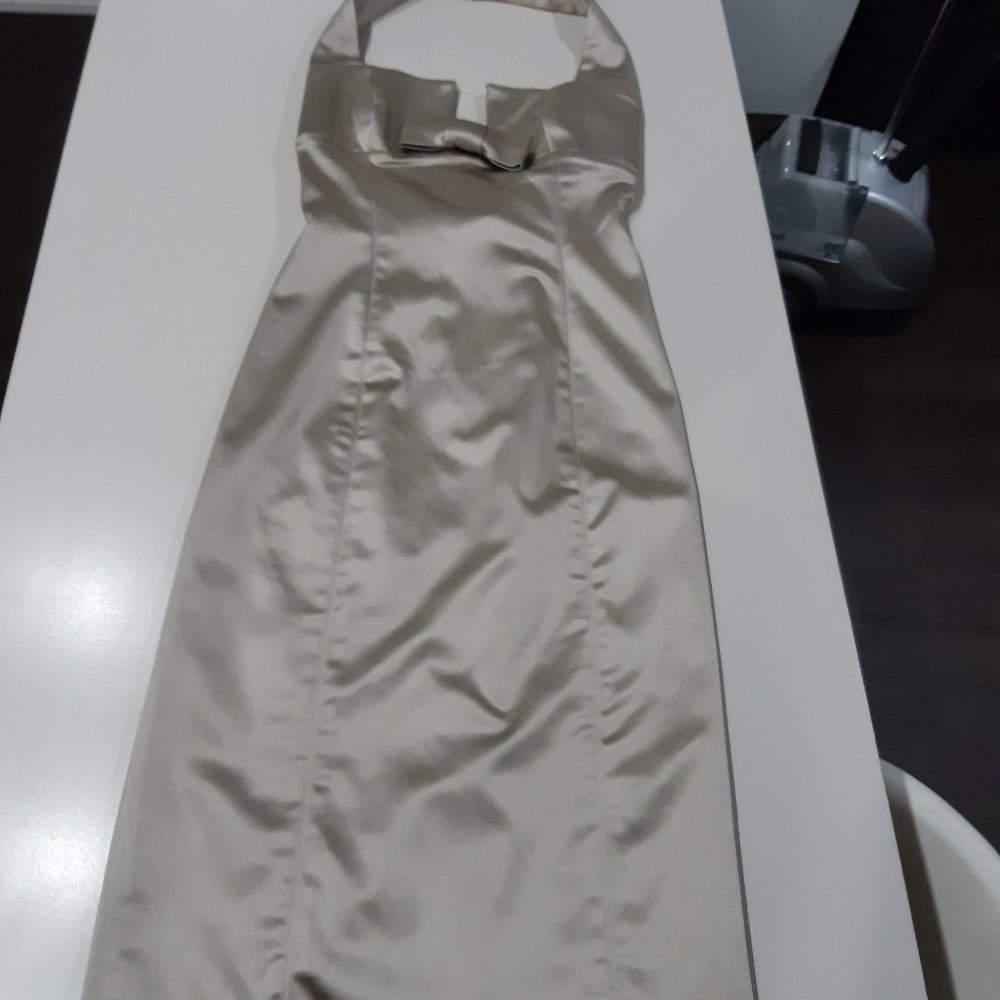 Bebe Silver Halter Evening Dress - XS (NWOT)